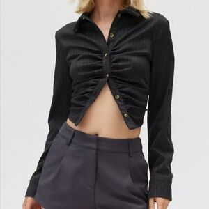 Urban renewal remnants ruched button down blouse